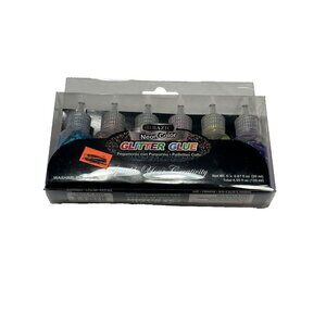 neon colored glittler glue 6 colors blue orange green pink yellow purple